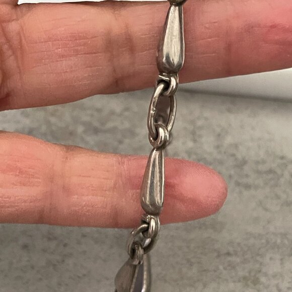 Vintage Mexico GC80 Sterling Silver Pink Mother of Pearl Stations Necklace 19" - Picture 7 of 10